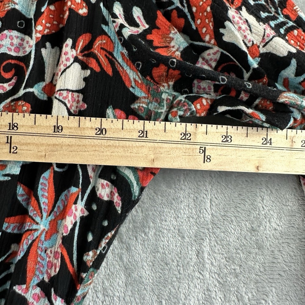 New York & Company Maxi Dress Women's M / L Black w/ Orange Blue Floral Print - Picture 7 of 10
